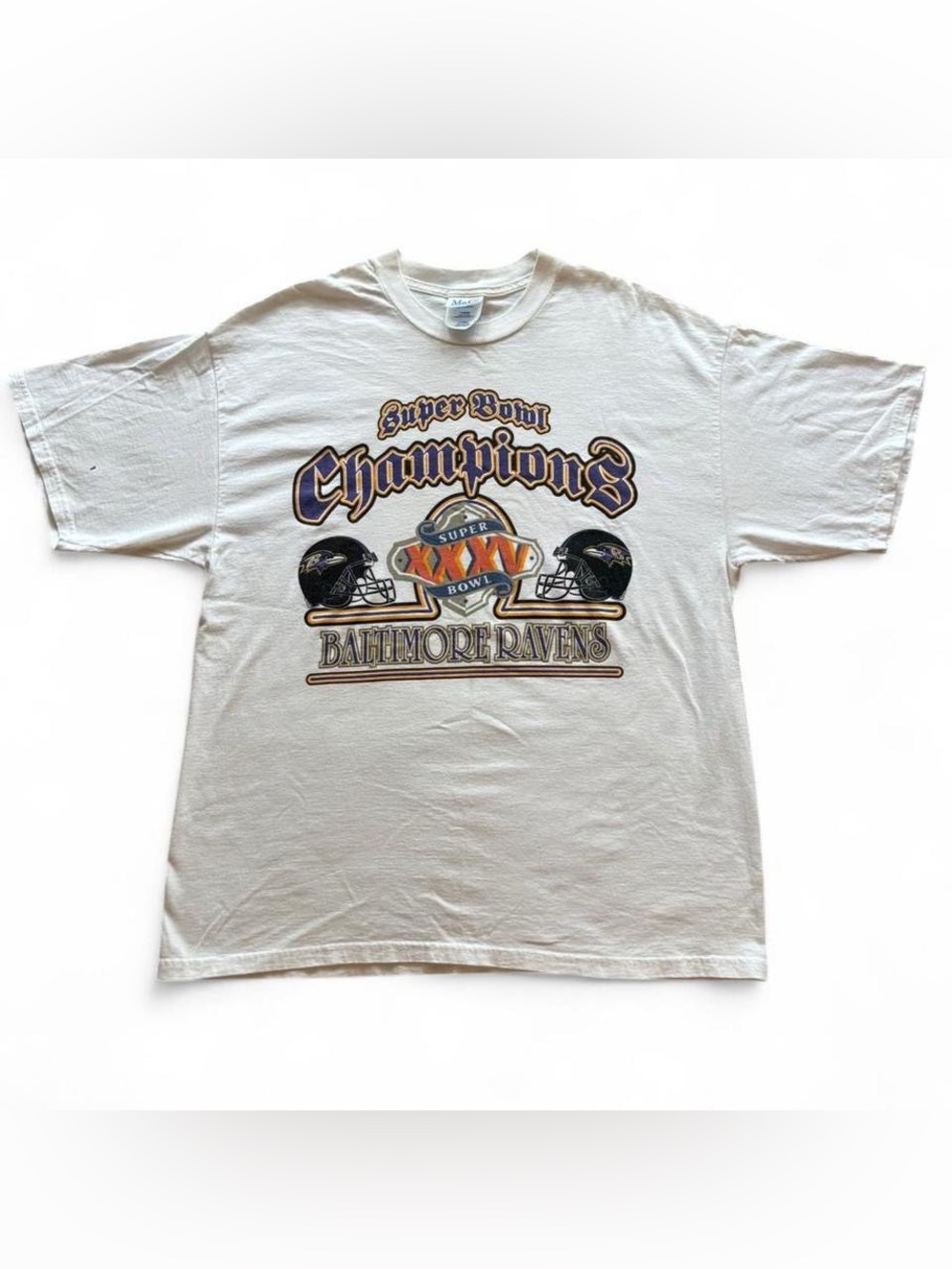 Baltimore Ravens Super Bowl XXXV Champions T-shirt size XL M&O Knits